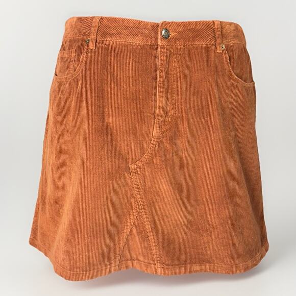 Frye and Co Corduroy Size 12 Cotton Skirt Rust Orange Brown Western Preppy Work - Picture 1 of 6
